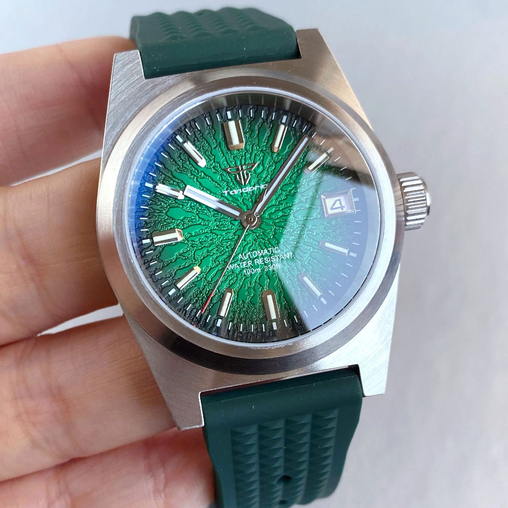 Novo 38mm relógio mecânico mas - Rubber Strap Diver avaliação e preço
